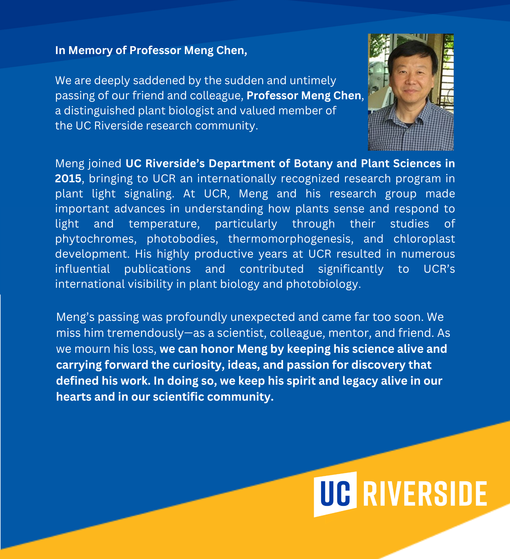 In Memory of Professor Meng Chen